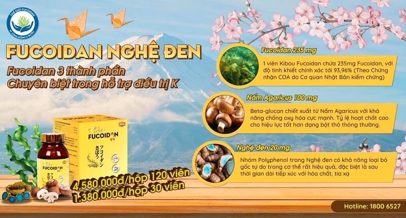 Vì sao nên dùng Kibou Fucoidan ngăn ngừa di căn? Kibou Fucoidan kết hợp 3 thành phần